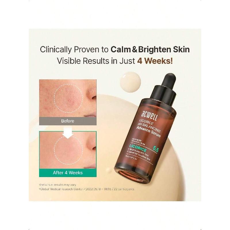 Acwell Licorice PH Echilibrant Ser Facial Avansat Ampulă 30ml - Luminozitate Și Îngrijire Pete Pigmentare Ser Facial Pentru Pielea Ternă