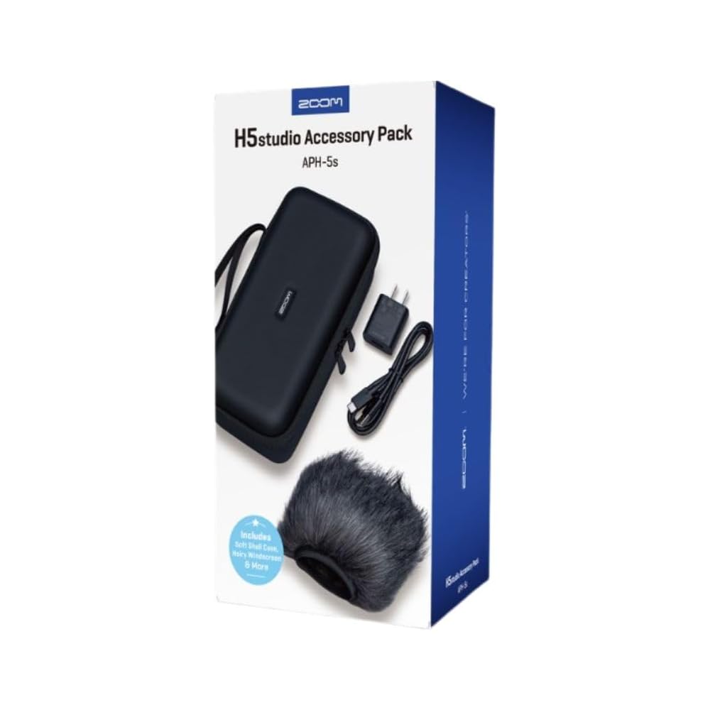 Zoom H5 Studio Dedicated Accessory Pack APH-5s Includes Hairy Windscreen, Case, USB Type-C Cable, and AC Adapter. Ideal for Outdoor Recording and Musi