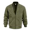 Veste zippée pour homme en daim d'automne couleur unie, décontractée rétro à manches longues