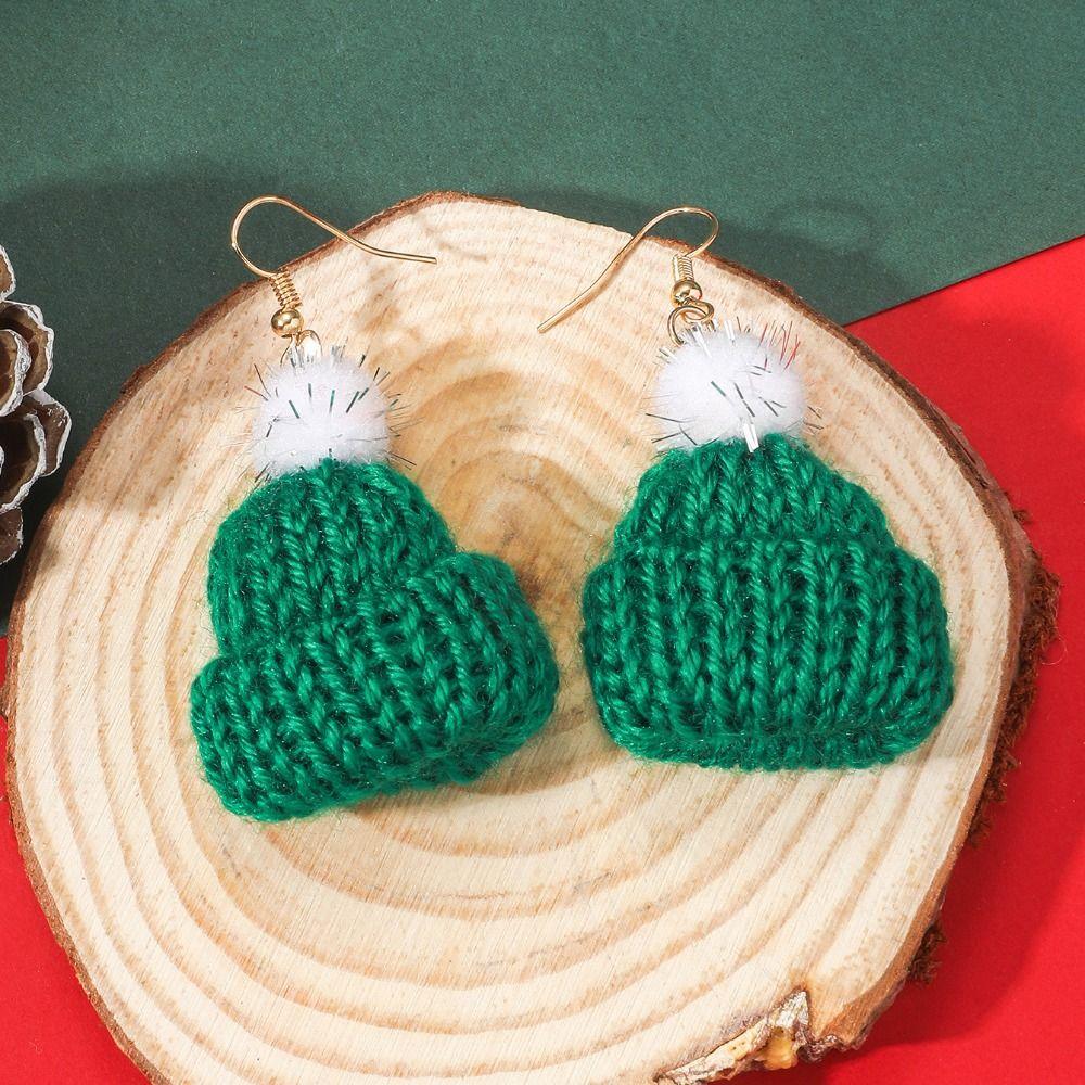 Decorated Christmas Elf Pendant Christmas Balls Santa Hat Dangle Earrings  Accessories