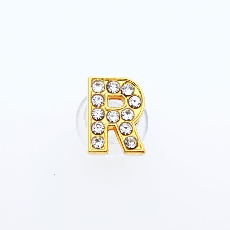 1Pcs Gold Letters Metal Shoe Charms Crystal Diamond Alloy Charms Shoes Accessories Buckle High Quality Shoes Decoration