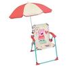FUN HOUSE Peppa Pig Chaise pliante camping avec parasol - H.38.5 xl.38.5 x P.37.5 cm + parasol ø 65 cm - Pour enfant
