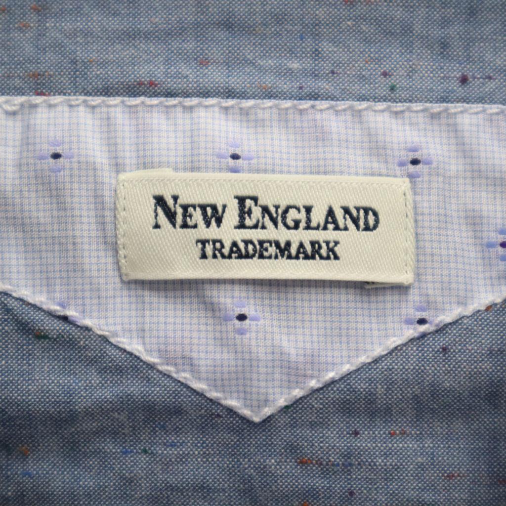 NEW ENGLAND Made In Italy Long Sleeve Nep Cotton Shirt 38/15 Blue Men's Used