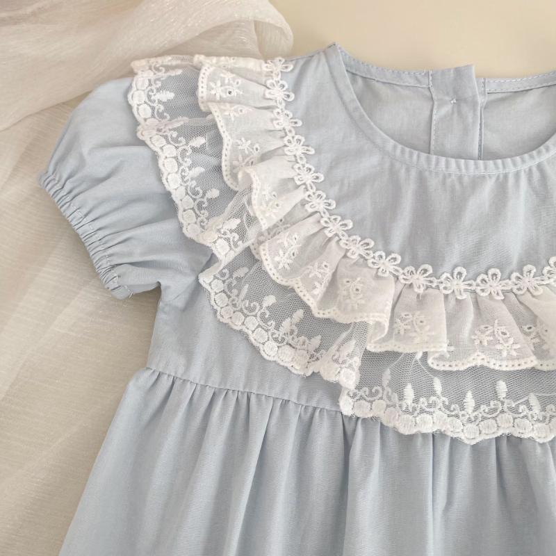 Tuta Romper Dolcissima per Bambina con Maniche a Bolla in Pizzo