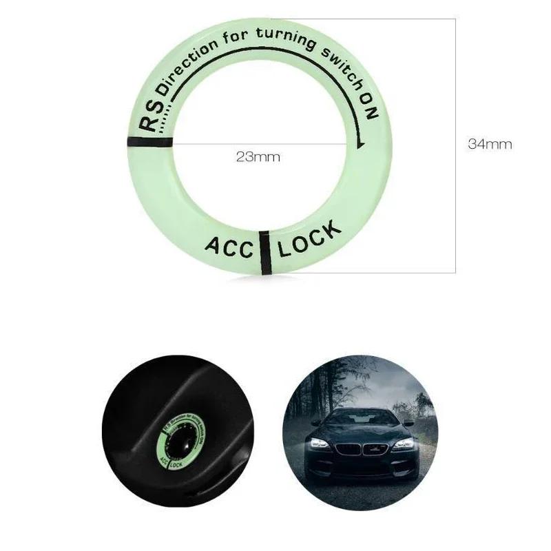 Night Luminous Car Ignition Key Ring Stickers Universal Auto Motorcycle Start Button 3D Decals Protect Decor Fluorescent Circle
