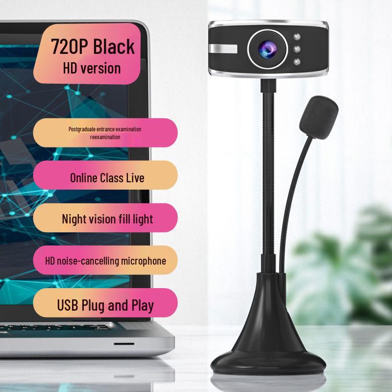 Webcam USB ad Alta Definizione con Microfono per Lezioni Online e Live Streaming, Installazione Senza Driver