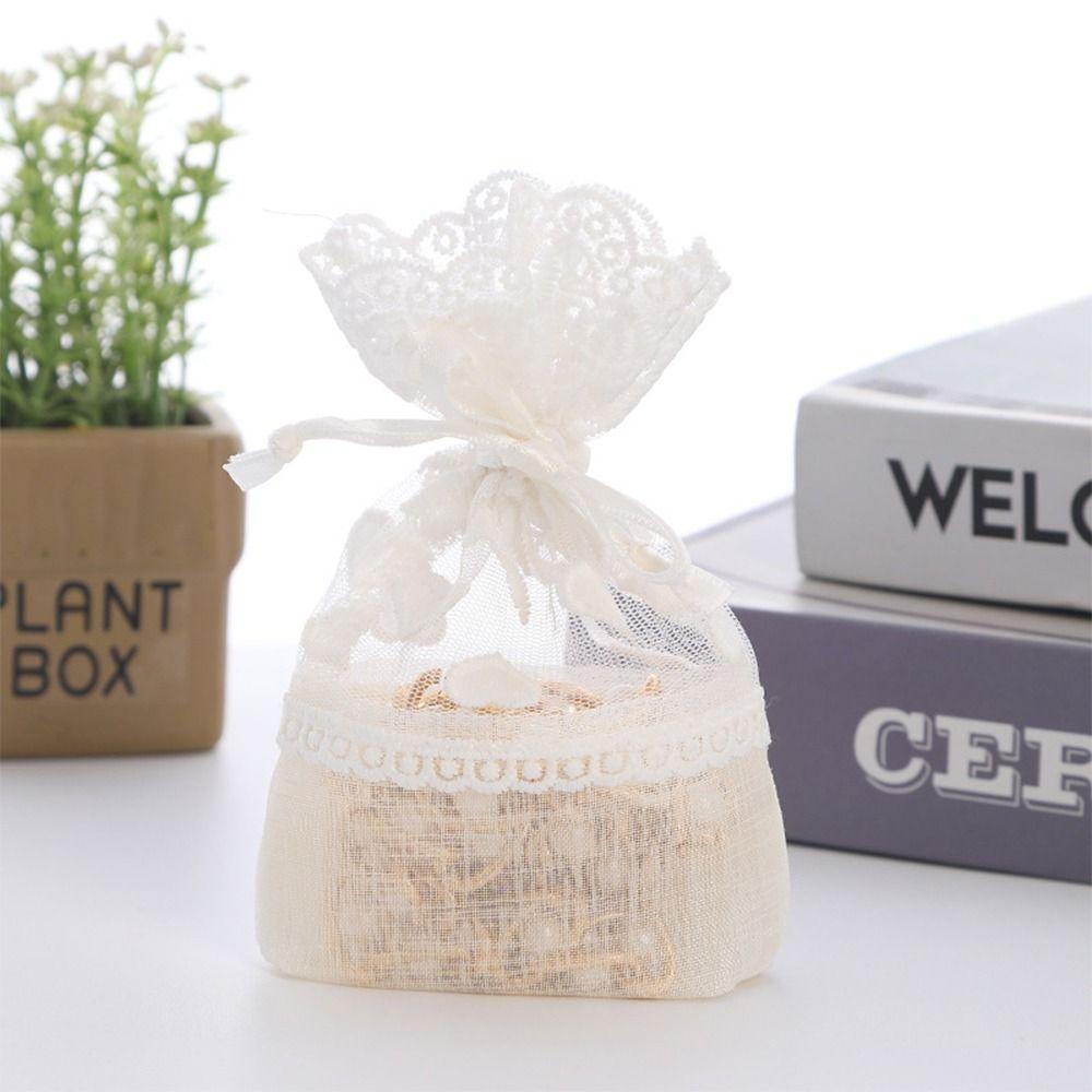 Reusable White Gift Bag Gauze Festival Favor Drawstring Pocket Packing Lace Sachet Party Supply