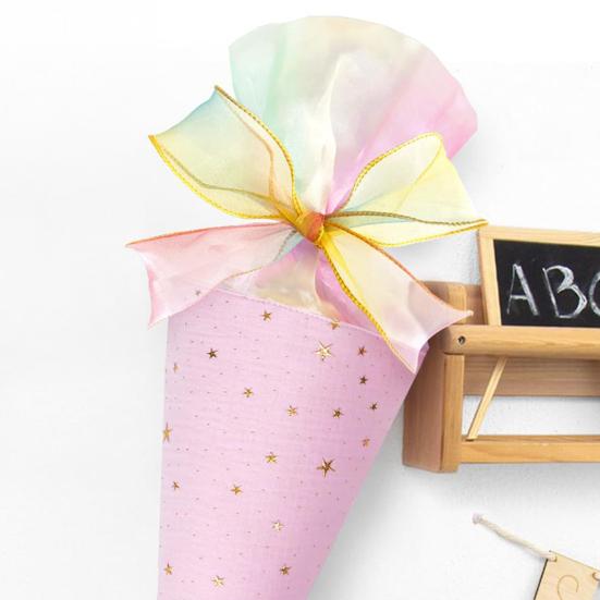 2 Pcs Pink Bow Cone Cellophane Bag DIY Sweet Cone Shaped Treat Bags for Wedding Party Favors Sweet Snack Popcorn Packing