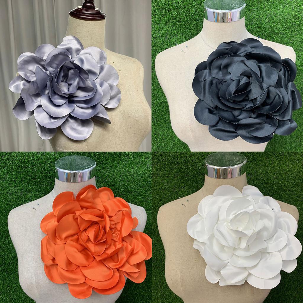 Elegant 24cm Handmade Lapel Pin Beautiful Satin Flower Lapel Pin Delicate Brooch Jewelry for Work and Business