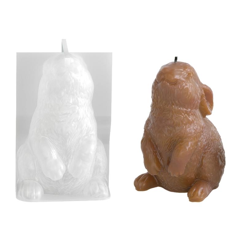 Rabbits Shaped Silicone Mould Heat Resistant Easy Cleaning Detailed Easters Candle Making Supplies