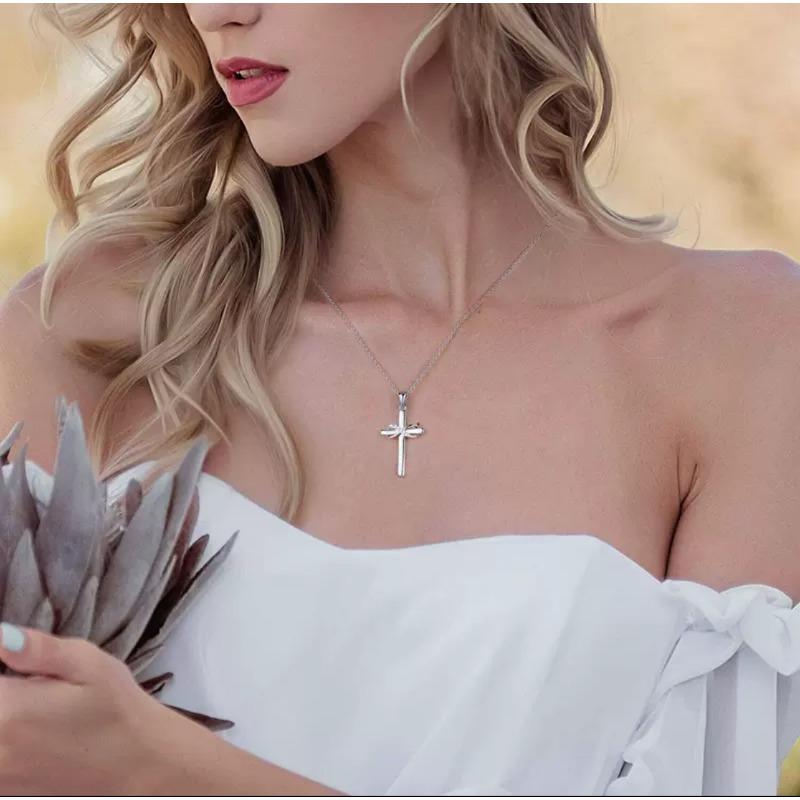 S925 Sterling Silver Cross Pendant Necklace