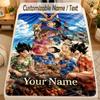 Flannel BlanketDragon Ball Custom Name Text Personalized Soft Warm Throw Blanket Home Decor Gift