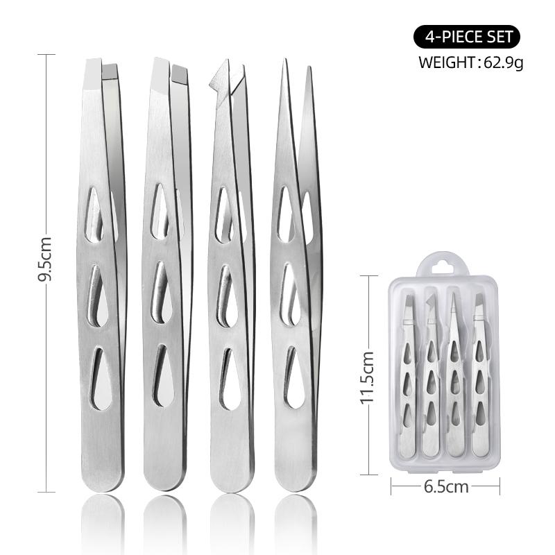 Eyebrow Tweezer Set, 4 Pcs Professional Stainless Steel Tweezers for Women, Precision Tweezer for Facial Hair, Splinter and Ingr