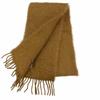 Excellent LOEWE Scarf Anagram Leather Logo Patch with Fringe Brown Mohair Women Used