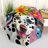 1pc Dalmatian Flowers Automatic Folding Umbrella, 8-Rib Durable Iron Frame, Compact Travel Umbrella for Women & Men 070
