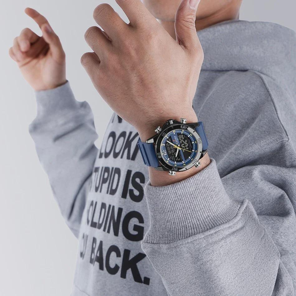 Quartz Chronograph Wristwatch Multifunctional Men's Sports Wrist Watch Dual Display Time Night Light Boys Alarm Watches