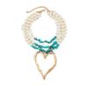 European and American Big Love Turquoise Necklace Women's Niche Beaded Imitation Pearl Collarbone Chain Retro High-end Necklace