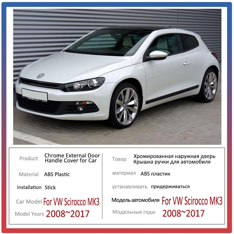 Exteriér z uhlíkových vláken pro Volkswagen VW Scirocco 3 MK3 2008~2017 2009 chrom lesklý černý kryt kliky dveří miska autopříslušenství
