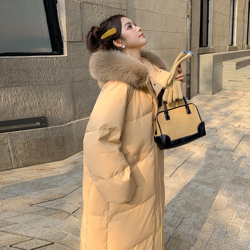 2024 Women's Extra-Long Korean Cotton Quilt Coat - Winter Over-the-Knee Loose Fit