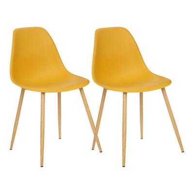 Set of 2 Scandinavian Style "Ava" Chairs with Imitation Oak Metal Legs Atmosphera - Ocher