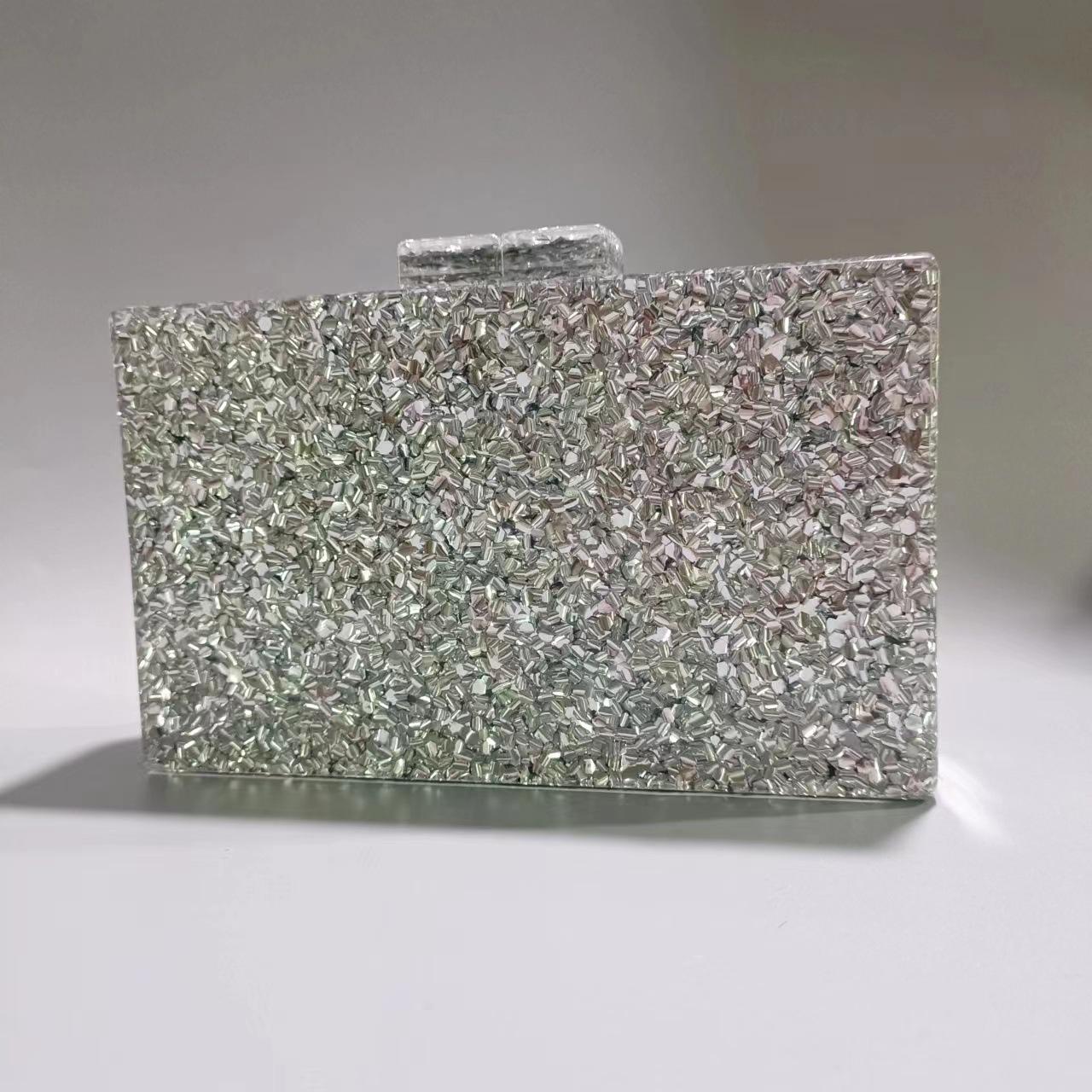Women S Gold And Silver Sequined Acrylic Dinner Bag One Shoulder Oblique Cross Wedding Banquet Clutch Bag
