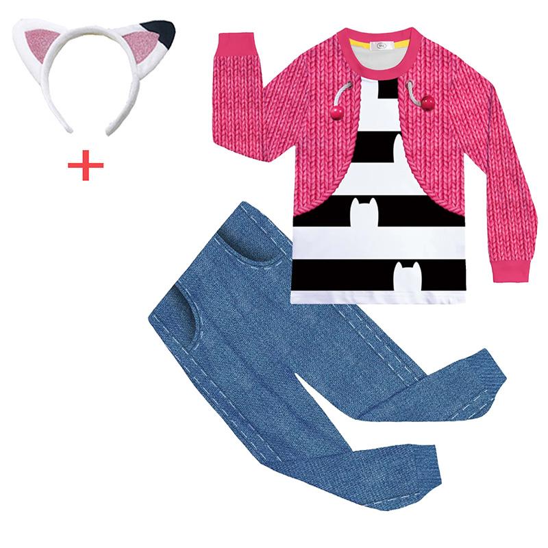 Poupée d'Halloween Vêtements Enfants Manches Longues Pantalon Long 2 Pièces Ensemble Pyjama Filles Bébé Confortable Automne Vêtements de Nuit 110(3-4y) pink