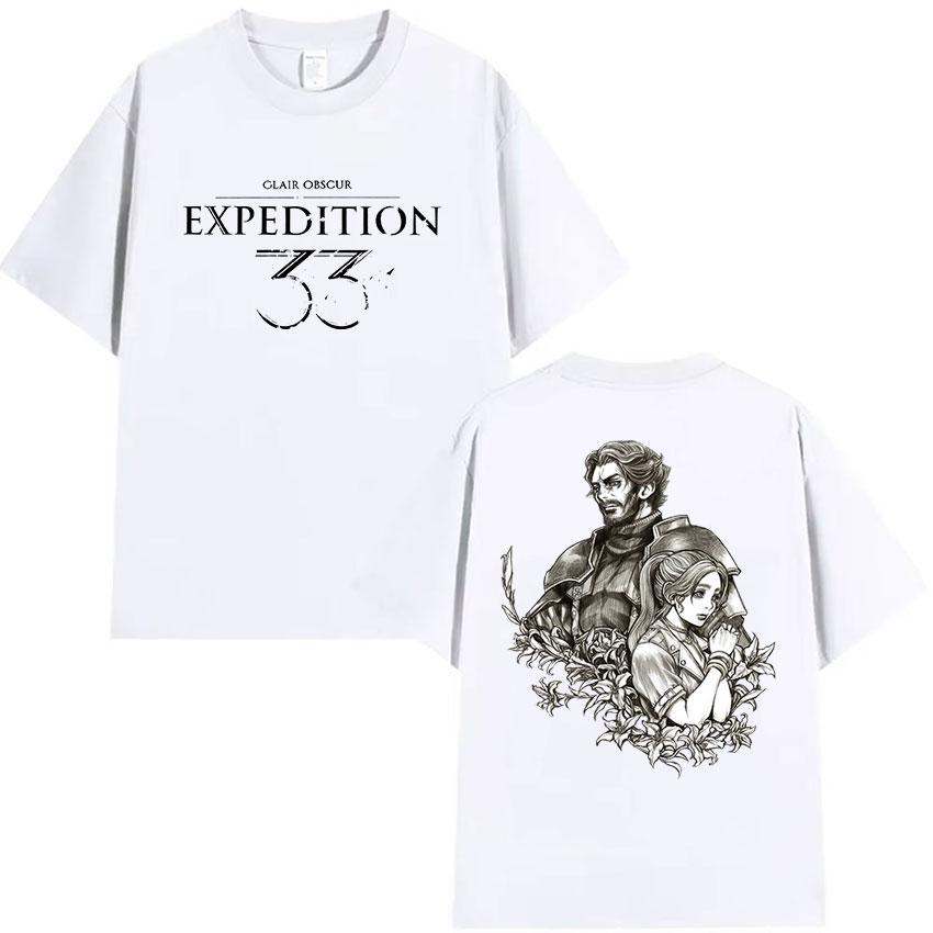 Esquie Game Clair Obscur Expedition 33 Print T Shirt Men Women Classic Cosplay Short Sleeve Tshirt 100 Cotton Tees Streetwear