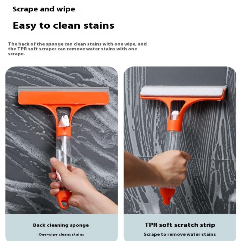 3 w 1 Ściągaczka do czyszczenia okien Wielofunkcyjna wycieraczka do szkła i luster z butelką ze spryskiwaczem Ściereczka z mikrofibry Domowe narzędzia do czyszczenia samochodu