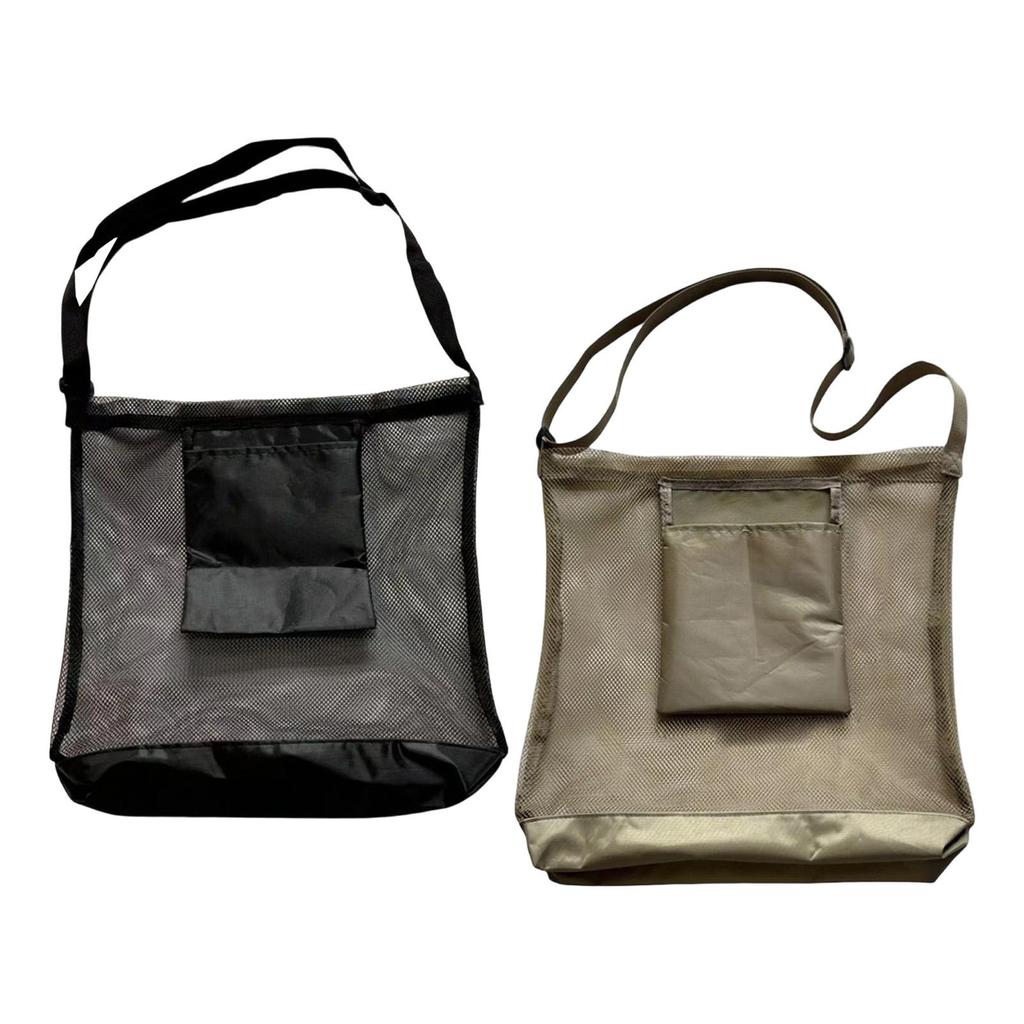 Large Mesh Mushroom Picking Bag for Outdoor Foraging 42x43cm with 45.7" Strap Foldable