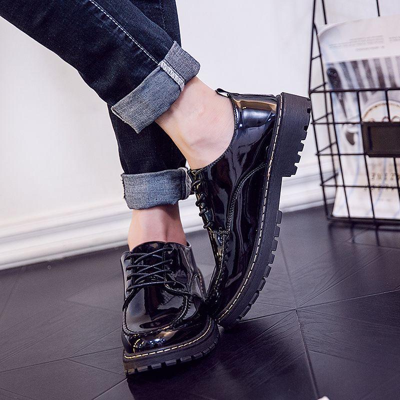 Mode Rutschfest Schwarz Arbeit Schnürschuhe Höhe Erhöhend Herren Lederschuhe Im Angebot PU Luxus Ausverkauf Slipper Neu Retro Herren Freizeitschuh