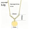 Laser UV Diamond V-Pendant Round Plate Stainless Steel Necklace