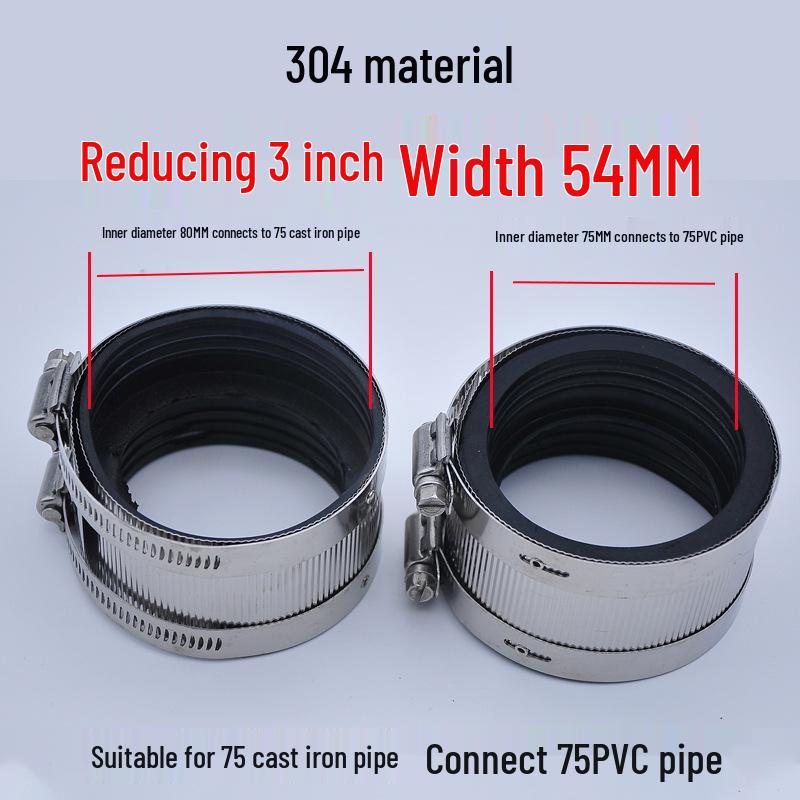 Heavy-Duty Stainless Steel and Cast Iron Flexible Pipe Clamp for Sewer and Drain Pipes