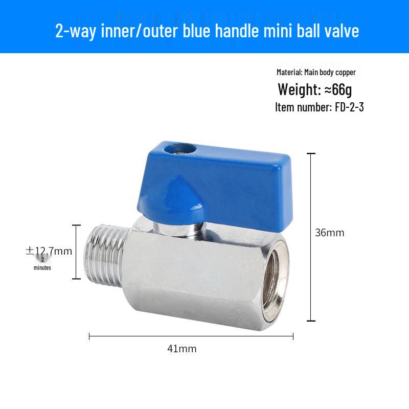 Super Short Mini Brass Ball Valve, 1/8" - 1/2" Thickened Male & Female Valve Switch