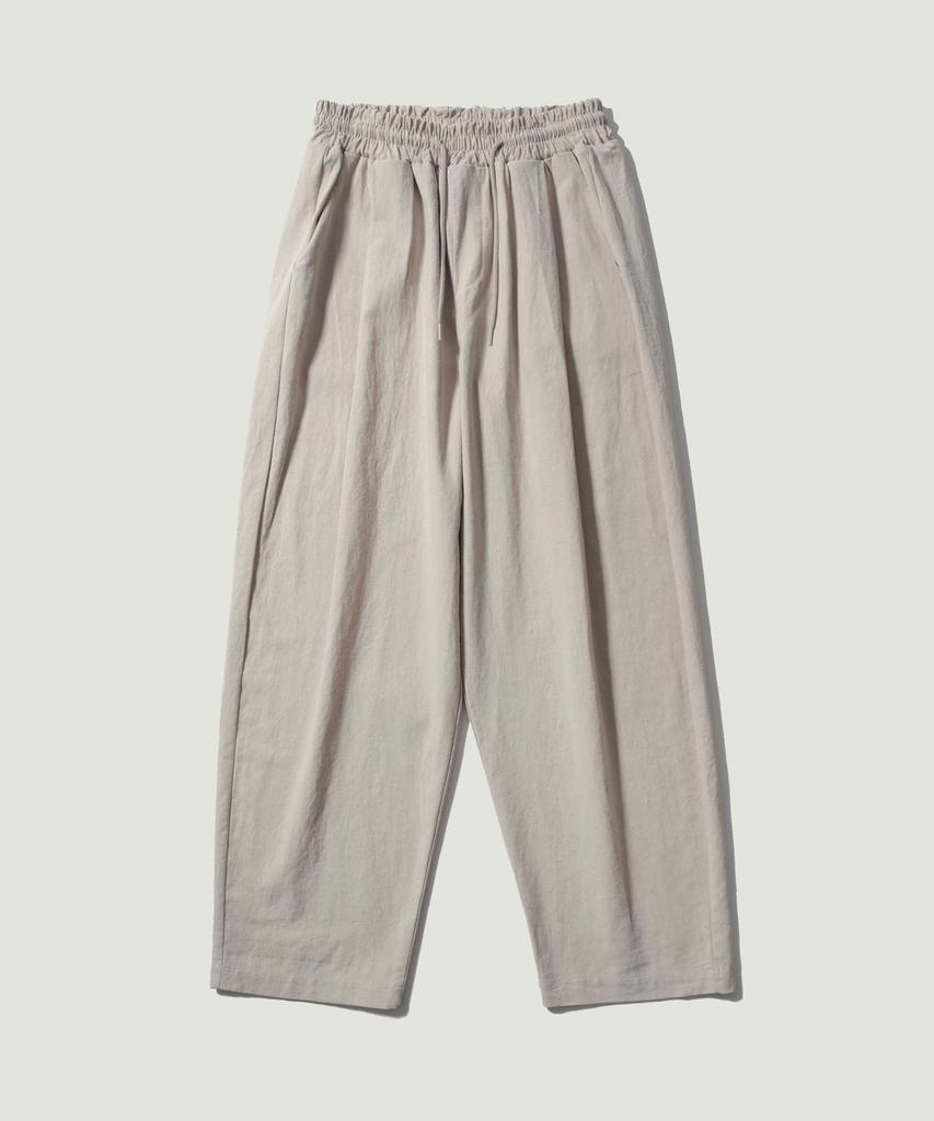 EASE Linen Elastic Waist Pants [Oversized Fit]_Oatmeal_Unisex