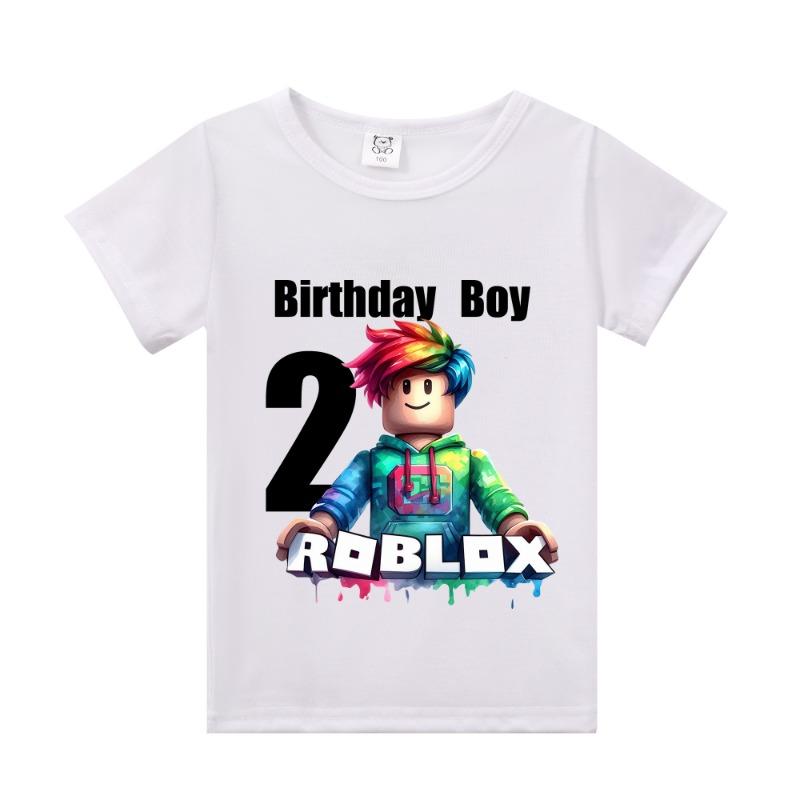 Neue Roblox Kinder T-Shirts Cartoon Geburtstag Zahl Grafik T-Shirts Jungen Mädchen Freizeit Kurzarm Oberteile Sommer Kinderkleidung