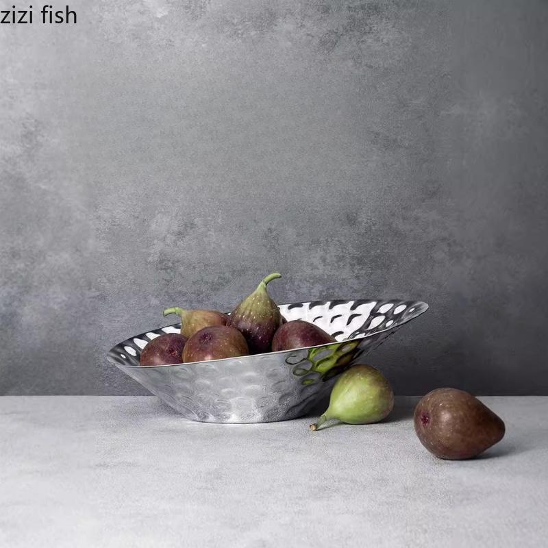 Stainless Steel Fruit Plate Irregular Dining Plates Dessert Plate Fruit Bowls Salad Bowl Snack Bowl Pastry Plates Snack Bowls