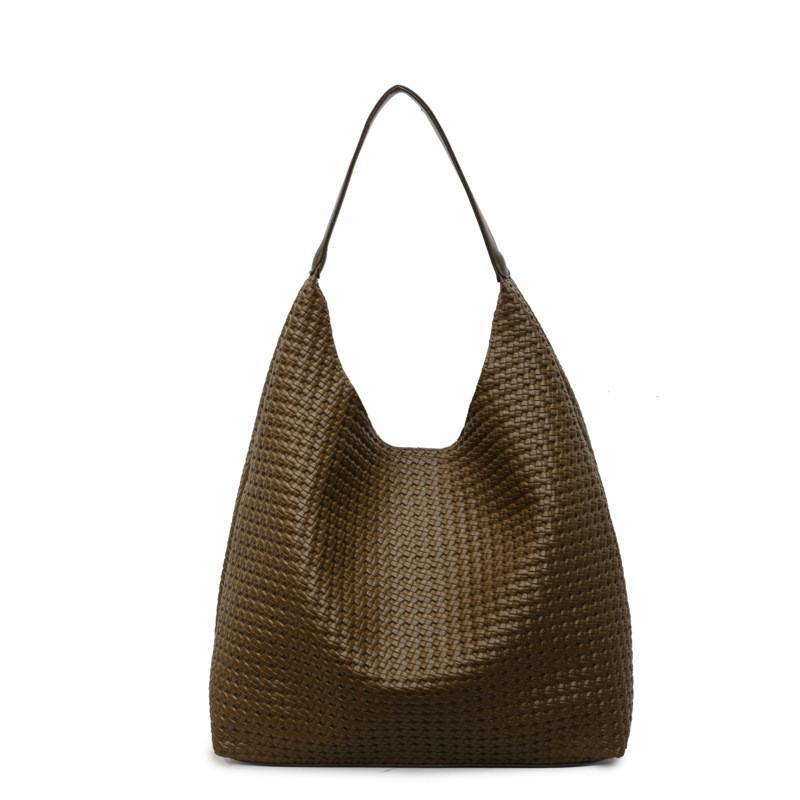 Pu Woven Tote Bag For Casual Daily Use With Zipper Closure And Inner Pockets