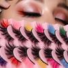 8 Pairs Colored False Eyelashes, 3D Mink Faux Lashes With Color Tips, Dramatic Fluffy Volume Strip Lashes Colorful Lash Extensions For Makeup