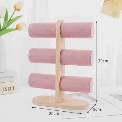 Soporte de Exhibición de Pulseras de Bambú y Madera - Estante y Organizador de Joyería