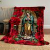 Virgin Mary with Roses and Golden AuraFlannel Blanket for Bedroom, Living Room, Sofa, and Nap