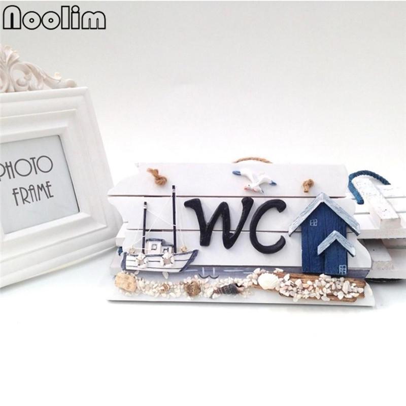 Wood Attractive Mediterranean-style WC Sign Doorplate Home Nautical Pattern Pub Bar Cafe Wall Decor