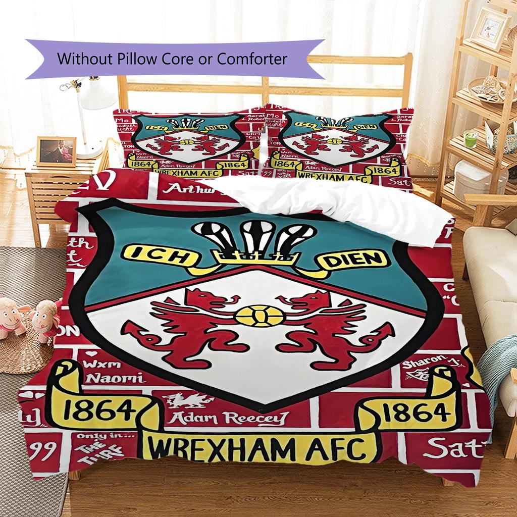 Wrexham Football Club LogoPattern Bedding,Quilt Set Quilt Cover Pillowcase Home Birthday Gift (1 * Duvet Cover + 2 * Pillowcase, Without Core)