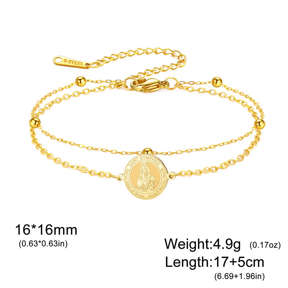 Dawapara Saint Dymphna Bracelet Religious Patron Amulet Mental Health Catholic Gift Stainless Steel Jewelry