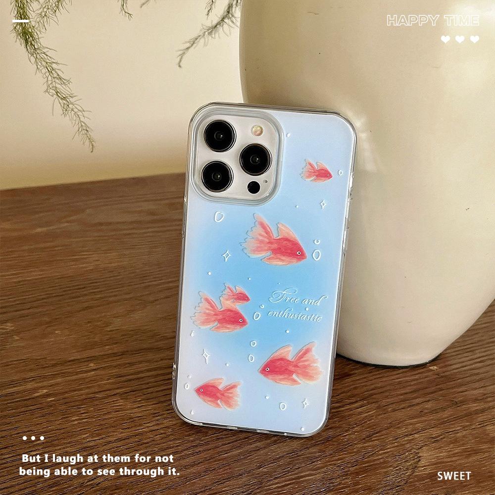 Summer Goldfish Suitable for Apple 16promax Mobile Phone Case IPhone 14 Large Hole Niche High End 13 Soft Border