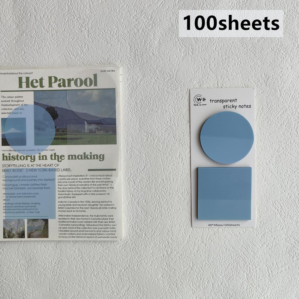 100 Sheets Transparent Sticky Notes Stickers Note Pads Paper Clear Notepad School Stationery Office Supplies