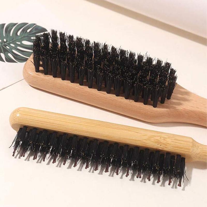 2 Pcs Luxury Boar Bristle Hair Brushes - for Sleek Ponytails, Smooth Hair, Volumizing & Edge Control - Backcombing & Detangling
