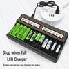12-Slot Smart Charger for 18650, AA, AAA 3.7V Lithium Batteries with Universal Display