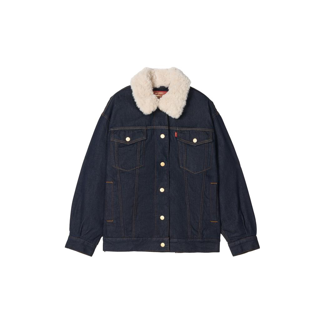 Levis Year Of The Horse Limited Edition Relaxed Comfortable Faux Shearling Denim Jacket Women jackets 006Q4-0000