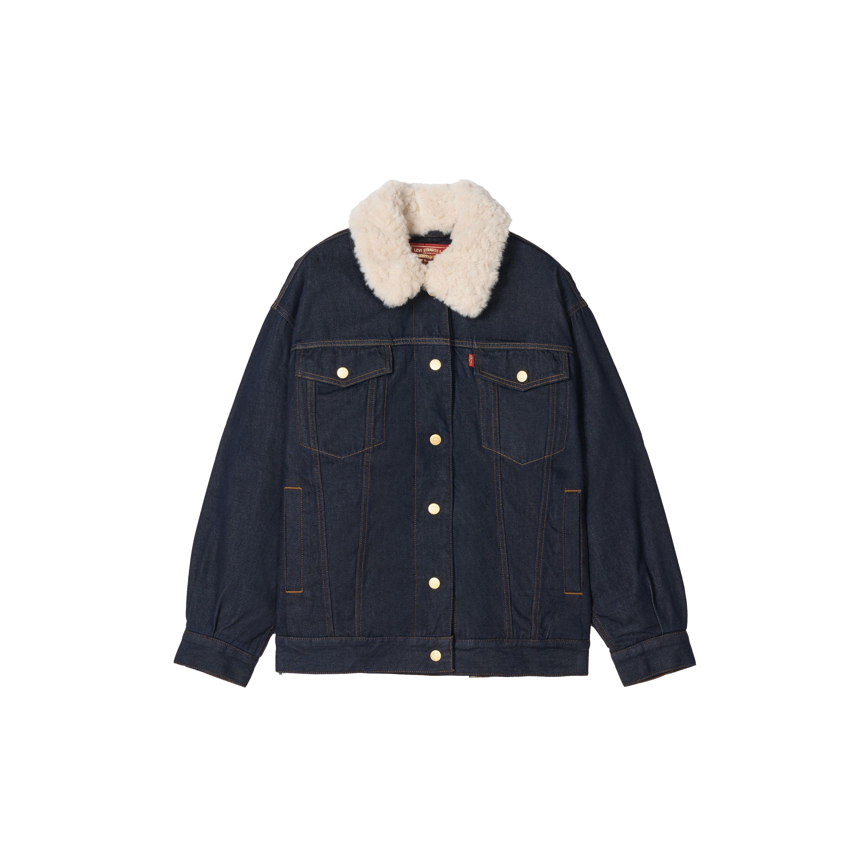 Levis Год Лошади Ограниченная Серия Свободная Удобная Джинсовая Куртка с Искусственным Мехом Женские куртки 006Q4-0000 XS
