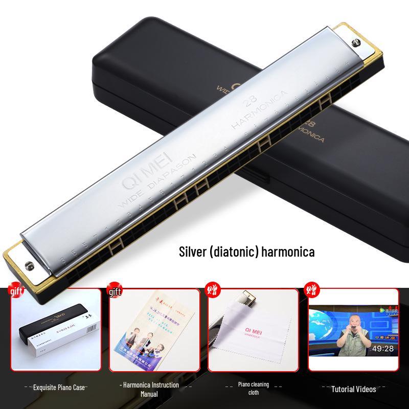 Chimei 28-Hole Wide-Range Polyphonic C Harmonica for Beginners & Professionals